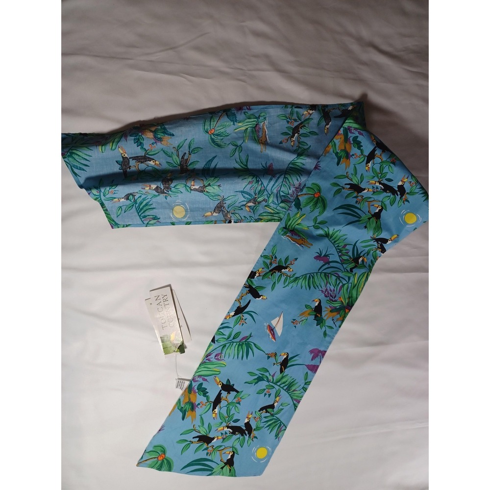 Vintage Toucan‎ Country Scarf Womens One Size Blue Tropical Toucan Print Cotton